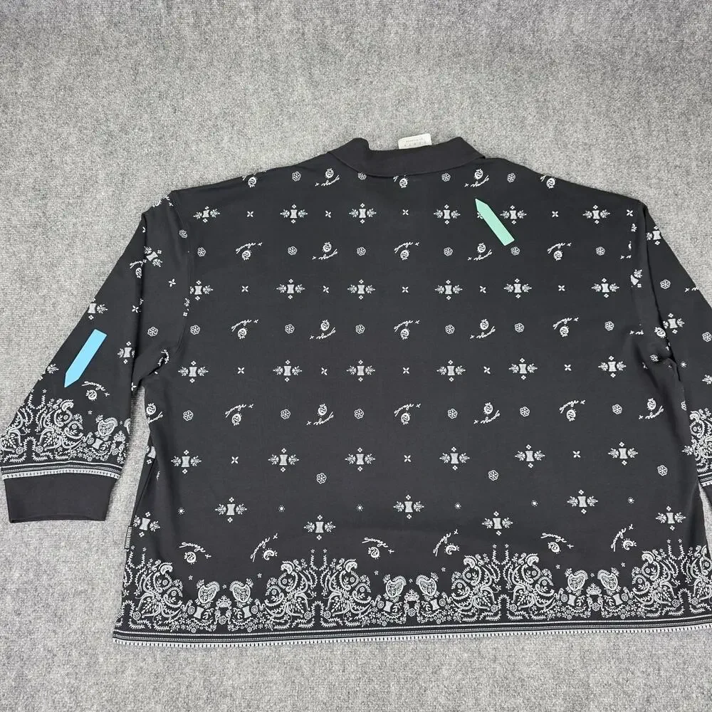 Savage X Fenty Shirt Womens 4X Black Bandana Paisley Long Sleeve Polo Top - Picture 15 of 16